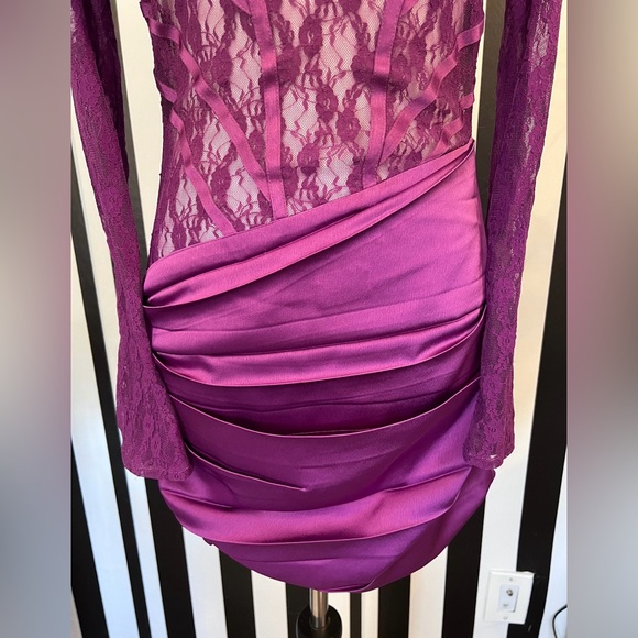 Purple Satin and Lace Backless Mini Dress - NWT - Picture 8 of 9